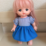 メルちゃんワンピース縦シマ青