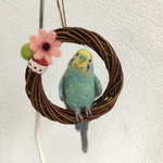 セキセイインコの小さなリース♪　羊毛フェルト