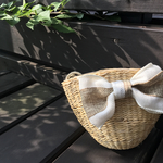 ♦︎再販1♦︎リボンポシェット♢麻リボンホワイト