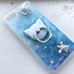  penelopeb♥♥様専用  *Blue Ocean*~ほんのり光る波 iPhoneケース 夏猫 スマホケース