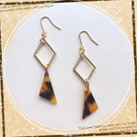 べっ甲　triangle×ダイヤ　ピアス　☆イヤリング可