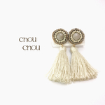 刺繍ビーズ×タッセルイヤリング