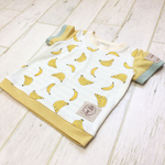 【ラスト受注製作】バナナ柄 × クレヨンボーダー のTシャツ  100〜130cm