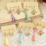 惑星と星＊刺繍タッセルピアス／イヤリング（新色）