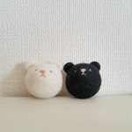 【再販3】羊毛フェルトの白黒クマさんブローチ