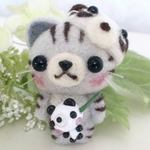 パンダ帽子のアメショ猫ちゃんストラップ