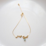 イスラエルのアネッタ～トルコ石（ウォーター）&華奢なリーフＡ♡ブレスレット♪～5サイズセレクト♪