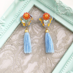 Ethnic フリンジ ブルー イヤリング