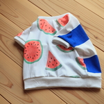 【80】スイカ×BLUEボーダー　ビッグカットソー