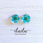 こでまりのプチピアス　10㎜　ブルー【ピアス・イヤリング】/プチプラ/ノンホールピアス/かわいい/レジン/人気/浴衣/春/夏/押し花/花/フラワー