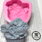 184.新発売【大】猫/花/バスケット★シリコンモールド