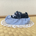 靴カバー☆水色ボーダー