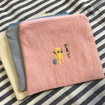 刺繍ポーチ 買い物行こネコ