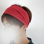 再販*　大人の暗め　カーマインレッド　*柔らかダブルガーゼのゆるヘアターバン**