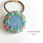 flowerlease＊summer 刺繍ヘアゴム