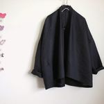 薄手リネンの羽織り物　濃紺
