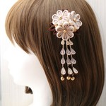 【ナチュラル】小花ブーケのクリップ付きかんざし ★ つまみ細工