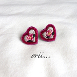 ハート刺繍ピアス