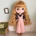 ロングサロペット・フラワー柄ブラウスセット