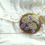 紫陽花  刺繍ブローチ(木枠)4.5 