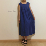 Wガーゼ   ノースリーブワンピース(royal blue)