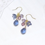 T.CY紫陽花♪チェコドロップとお花のピアス