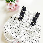 ☆Handmade☆Ruban mou☆ ♪ドット柄☆まんまるシルエットロンパース♪80cm