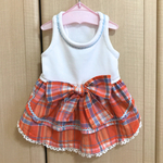 完成品 オレンジチェック ワンピース