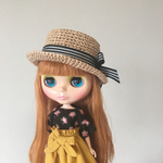 ネオブライス 手編みカンカン帽 ナチュラル(ボーダーリボン)