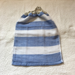 二つ折タオルエプロン 太ボーダー サックスブルー