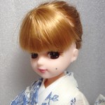リカちゃん　夏着物　白ｘ水色・花柄