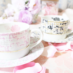 ポーセラーツ❤ピンクツイード✨ティーカップ&ソーサー