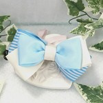 【送料込み】Opera❇ blue&white stripeリボンバナナクリップ