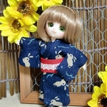 【オーダー制】簡易浴衣＜うさぎ（紺色）＞