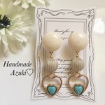 ハート♡ターコイズ×大ぶり ヴィンテージ ピアス/イヤリング
