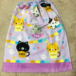 二つ折タオルエプロン  紫 ねこ柄