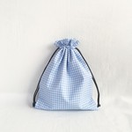 給食袋　ギンガムチェック 水色