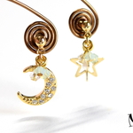 星と月　スワロフスキーピアス　イヤリング可＊