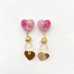 pink × purple ゴールドパーツのピアス