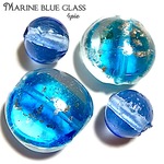 【夏アクセにピッタリ✩】マリンブルーグラス×とんぼ玉✩ ４個セット【存在感抜群サイズ♫】