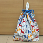 新学期に！お買得品‼︎ フック掛けループ付き体操着袋！カラフル猫のお着替え袋（裏地あり）