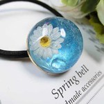 【訳あり】白花とブルーのグラデーション✧Ⅲ ヘアゴム　レジン
