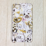【Xperia/GALAXY/iPhone】水彩画風の猫柄 ホワイト スマホケース
