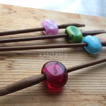 【夏限定】【一点物】ビーンズかんざし（クリアローズ）
