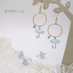 梅雨の雨傘、パールのフープピアス&イヤリング