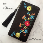 【iPhone6/6s/7】フラワー刺繍＊手帳型ケース