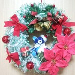 『クリスマス・リース』　　サンタ・ベア　ネイビー&ミストブルー