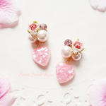 ハート・薔薇・ビジューのイヤリング/ピアス