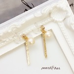 ◻新作◻ゴールドバー&コットンパールのピアス・イヤリング