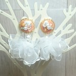 天然石貝の刺繍ふりふりイヤリング